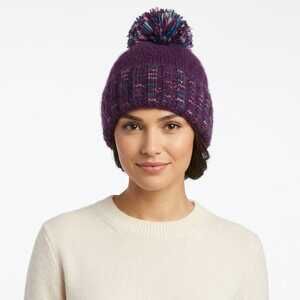 Echo New York knitted hat with pompom and trim.